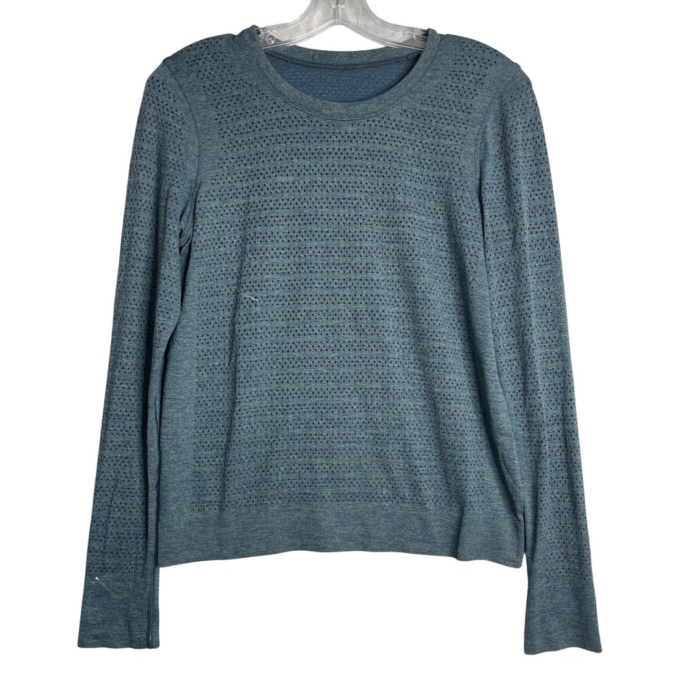 Lululemon Long Sleeve Top Womens 6 Blue Breeze Perforated Active Running Workout